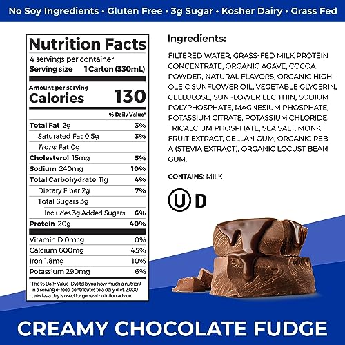 Orgain Clear Protein Shake - Creamy Chocolate Fudge, Grass-Fed Dairy, 20g Excessive-High quality Whey Protein, Kosher, Prepared-to-Drink, Low Web Carbs, Gluten-Free, Soy-Free, 11 Fl Oz