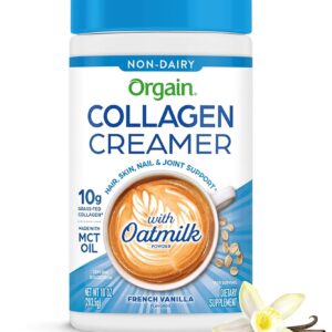 Orgain French Vanilla Collagen Espresso Creamer – 10g Grass-Fed Hydrolyzed Collagen Peptides with Natural Oat Milk Powder, Coconut Oil, MCT Oil, and Avocado Oil for Hair, Pores and skin,…