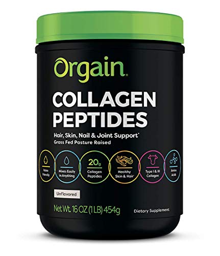 Orgain Grass-Fed Hydrolyzed Collagen Peptides Protein Powder - Paleo & Keto-Pleasant Amino Acid Complement, Clear Protein Shake from Pasture-Raised Grass-Fed Sources, Creamy...