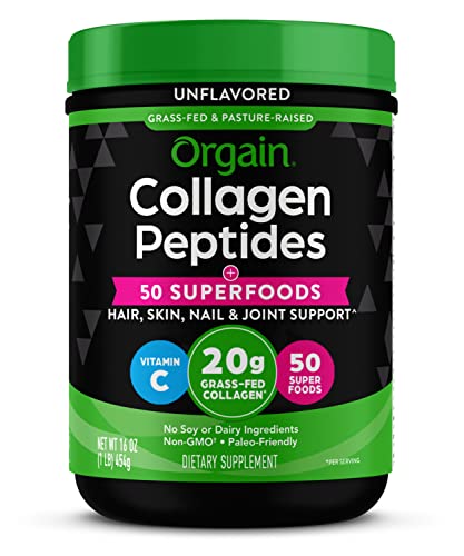 Orgain Hydrolyzed Collagen Powder with 50 Natural Superfoods - 20g Grass-Fed Collagen Peptides for Hair, Pores and skin, Nails & Joints