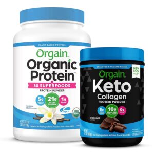 Orgain Keto Collagen Protein Powder, Chocolate (0.88 lb) & Natural Superfoods Powder, Vanilla Bean (2.02 lb)