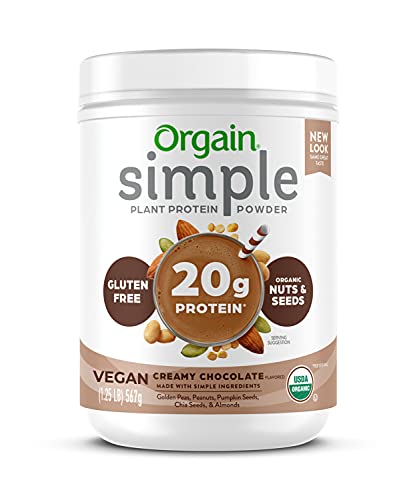 Orgain Natural Easy Vegan Protein Powder - Chocolate Taste, 1.25lb; Unflavored Hydrolyzed Collagen Peptides Powder, 1lb