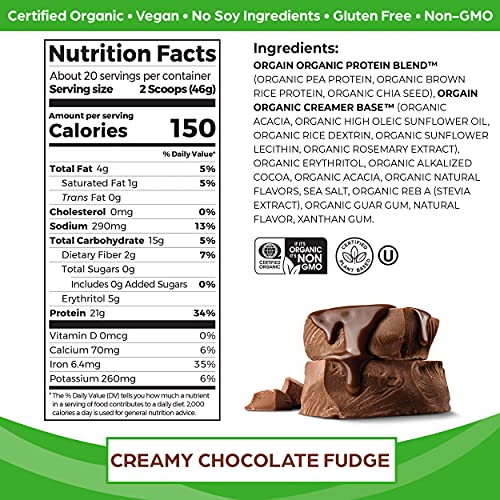 Orgain Natural Vegan Protein Powder - Vanilla Bean & Chocolate Fudge Taste, 21g Plant-Based mostly Protein per Serving (2.03 lbs Every)