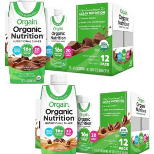 Orgain Natural Dietary Shake – Creamy Chocolate Fudge & Iced Cafe Mocha, 11 Fl Oz (12-Pack)