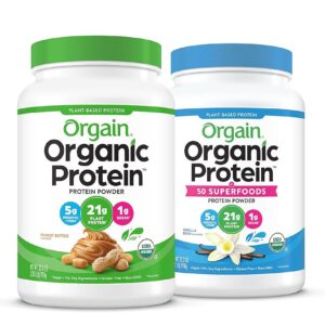 Orgain Natural Vegan Protein Powder and Superfoods Powder Combo (2.03 lbs + 2.02 lbs)