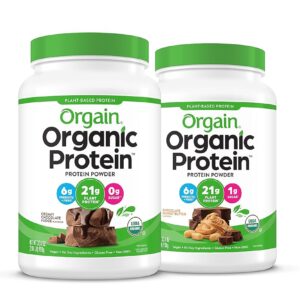 Orgain Natural Vegan Protein Powder – Chocolate Peanut Butter (2.03 lbs) & Creamy Chocolate Fudge (2.03 lbs)