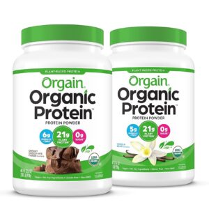 Orgain Natural Vegan Protein Powder – Vanilla Bean & Chocolate Fudge Taste, 21g Plant-Based mostly Protein per Serving (2.03 lbs Every)